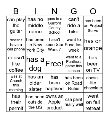 Find Someone Who... Bingo Card