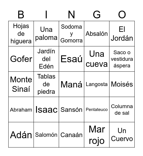 Bingo Bíblico Bingo Card