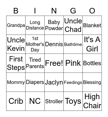 Jaclyn's Ready to Pop! Bingo Card