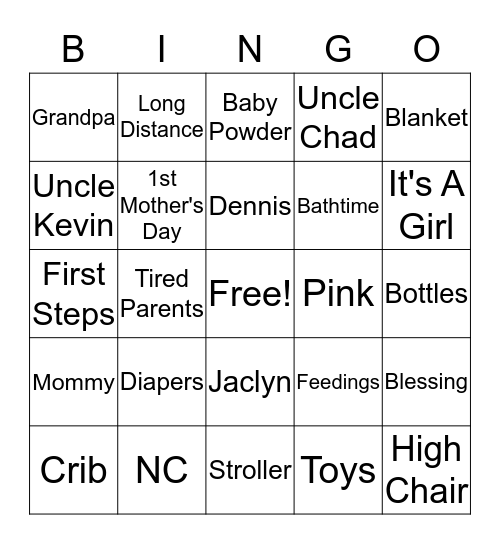 Jaclyn's Ready to Pop! Bingo Card