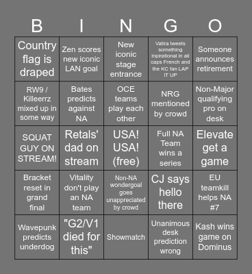 RLCS Spring Major Bingo Card