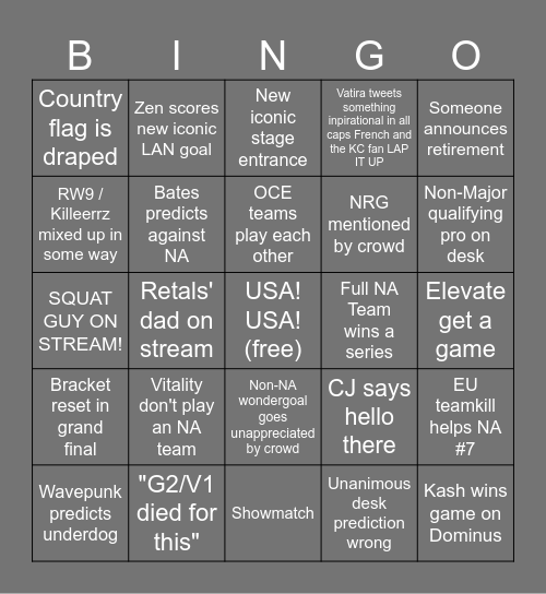 RLCS Spring Major Bingo Card