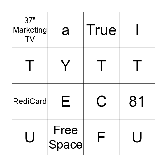 Brand Engagement Bingo Card