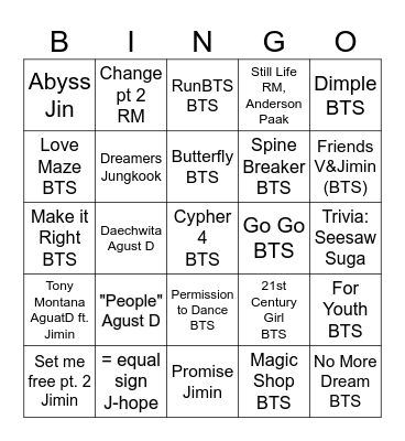 @dtsuga_jm Bingo Card