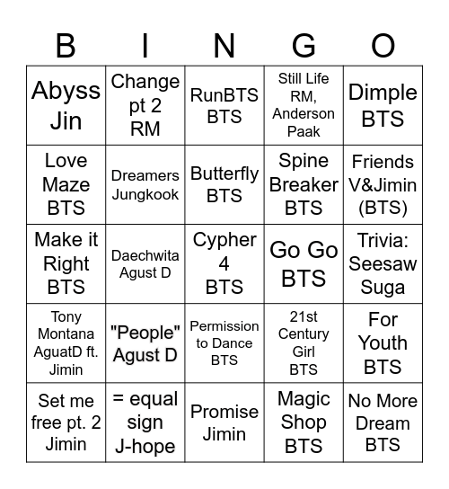 @dtsuga_jm Bingo Card