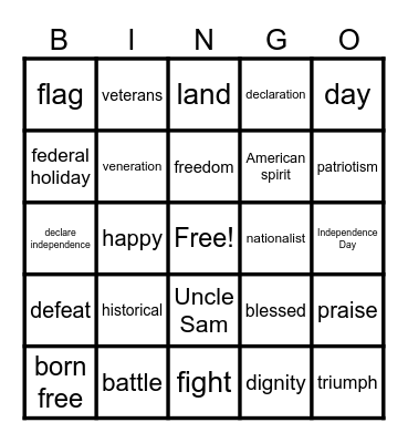 4th of July Blackout Bingo Card