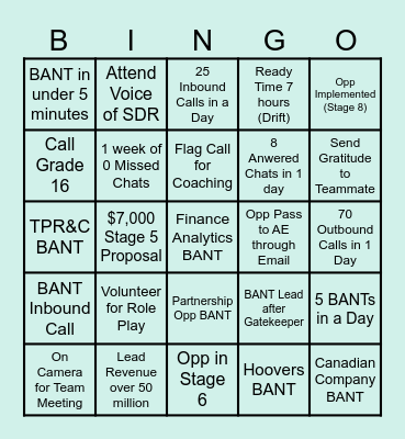 D&B Bingo Card