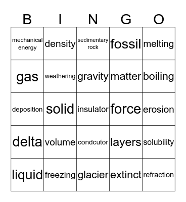 Science Bingo Card