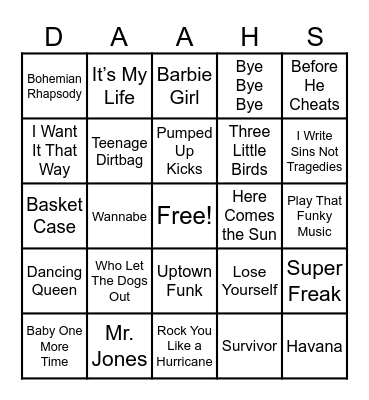 Bingo Tunes 1 Bingo Card