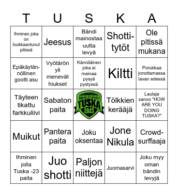 Tuskaisa bingo Card