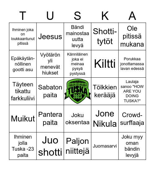 Tuskaisa bingo Card