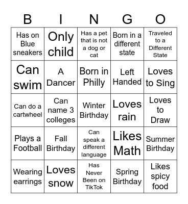 First Day of Academy! Bingo Card