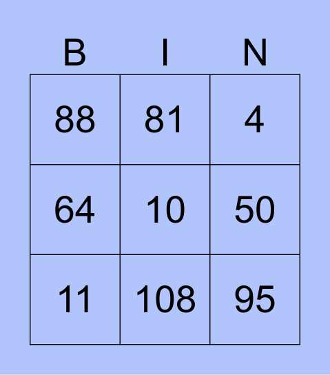 Suma Bingo Card
