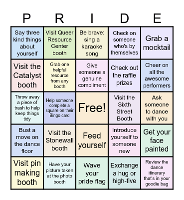 Get 5 Across: Earn 1 Raffle Ticket For Prizes. Blackout All Squares: 3 Raffle Tickets! Bingo Card