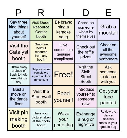 Get 5 Across: Earn 1 Raffle Ticket For Prizes. Blackout All Squares: 3 Raffle Tickets! Bingo Card