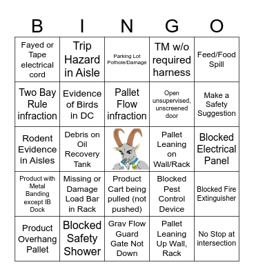 RONNIE'S SAFETY Bingo Card
