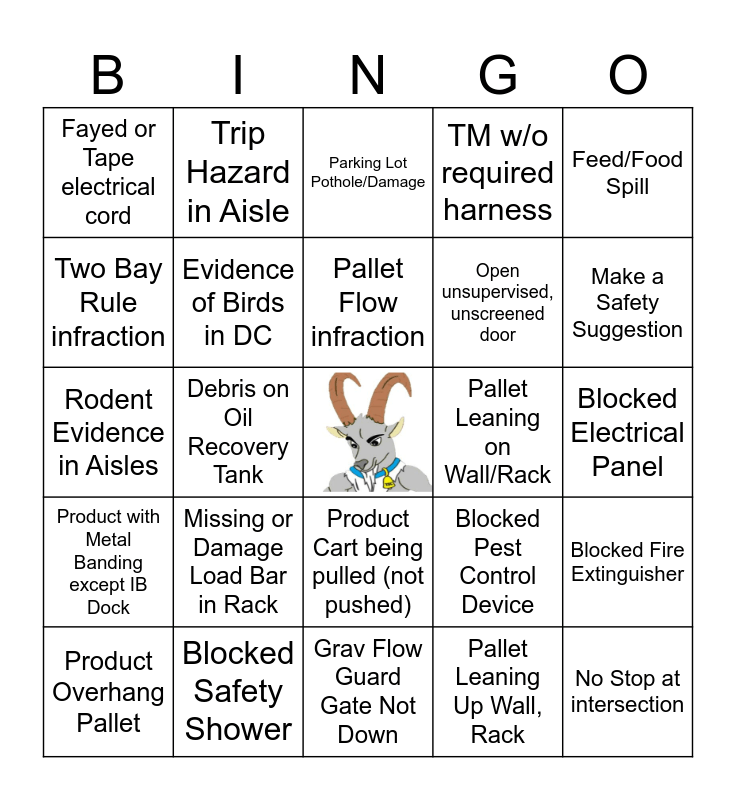 HAGERSTOWN 498 SAFETY Bingo Card