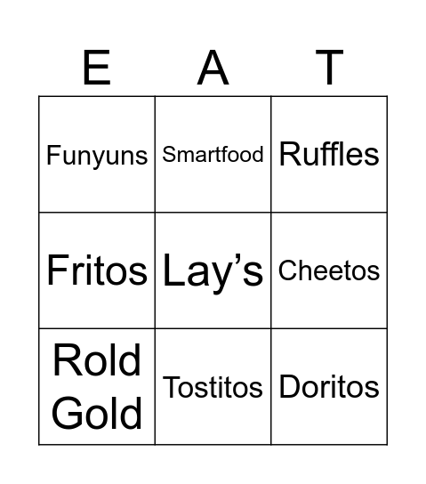 Frito-Lay Bingo Card