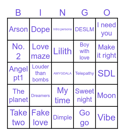 Sukanya15729170 Bingo Card