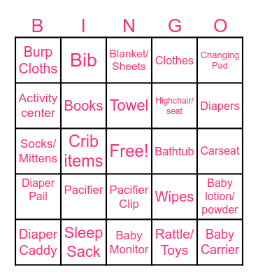 Baby Maslia Bingo Card