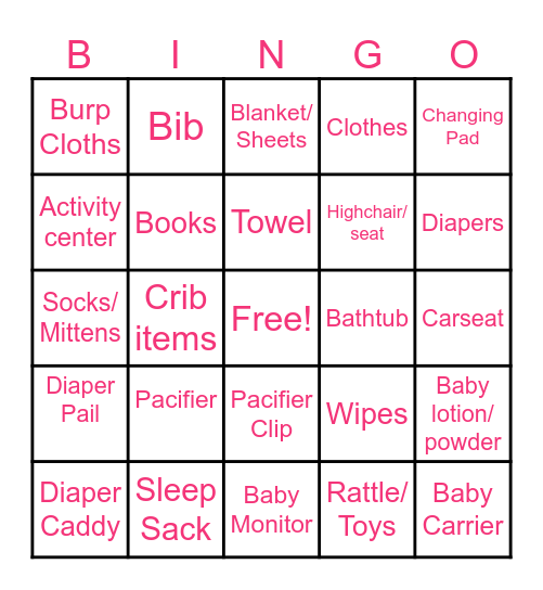 Baby Maslia Bingo Card