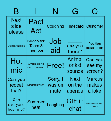 Town Hall Bingo Card