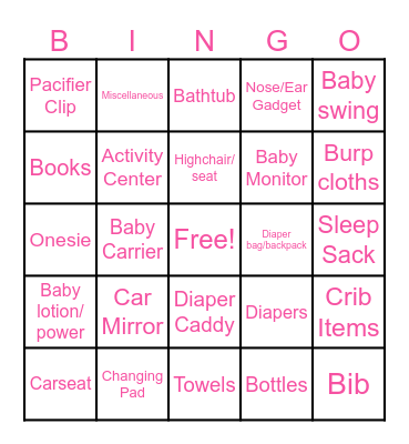 Baby Maslia Bingo Card