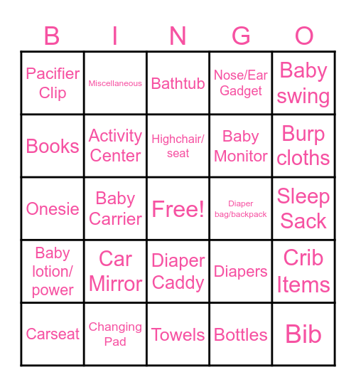 Baby Maslia Bingo Card