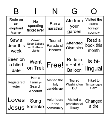 Mingle Bingo Card