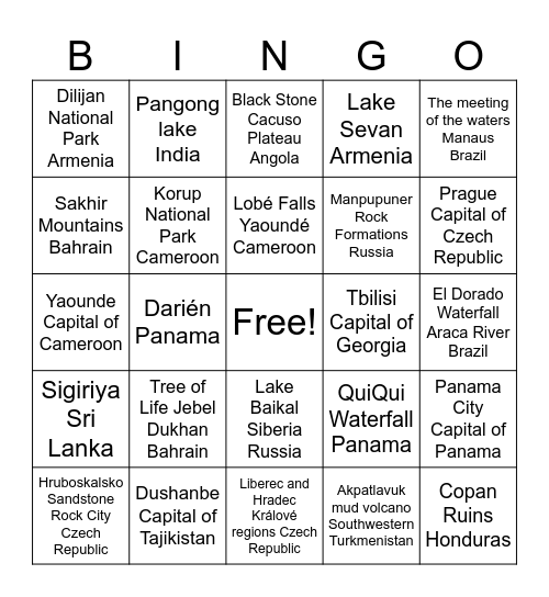 International Bingo Card