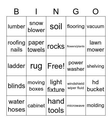 bob bingo Card