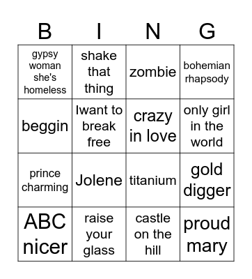 Singo Bingo! Bingo Card