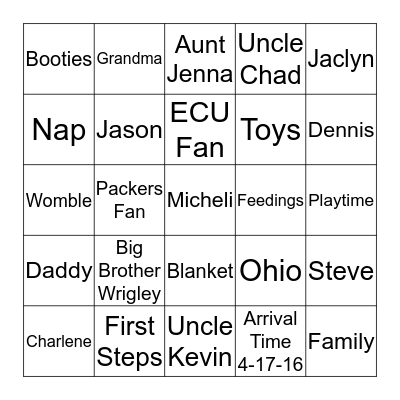 Jaclyn's Ready to Pop! Bingo Card