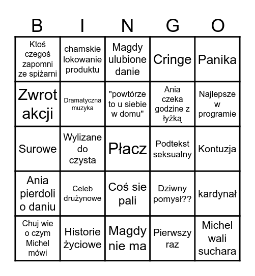 Mistrz Kucharz Bingo Card