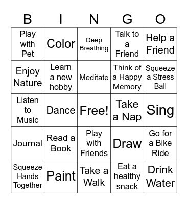 Self-Care Bingo Card