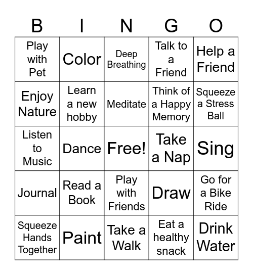 Self-Care Bingo Card