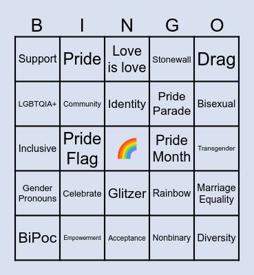 Pride Bingo Card