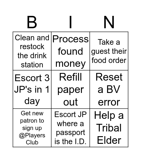 Slots Bingo Card