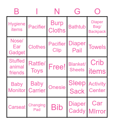 Baby Maslia Bingo Card