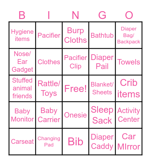 Baby Maslia Bingo Card