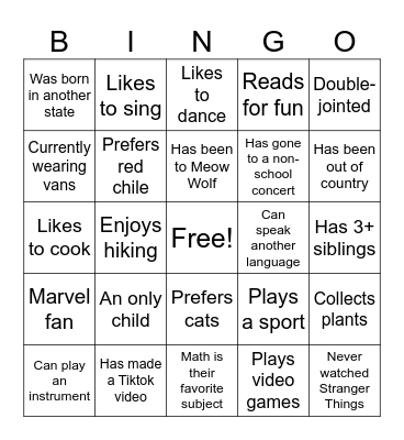 1st Day Blackout Bingo Card
