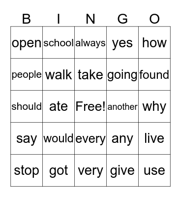 Magic word Bingo 4 Bingo Card