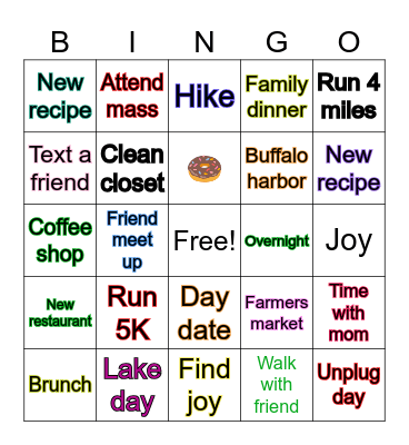 JULY Bingo Card