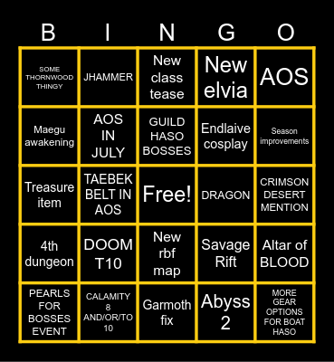 BDO FIESTA JULY 1ST Bingo Card