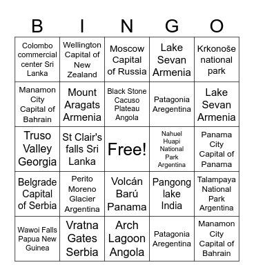 International Bingo Card
