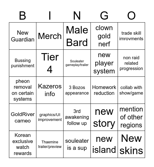 Summer LOAON Bingo Card