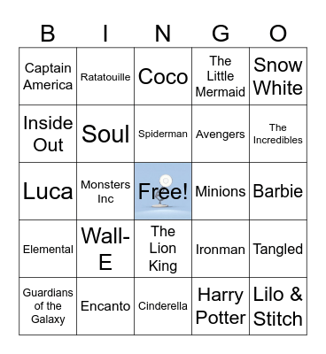 Disney/ Pixar Bingo Card