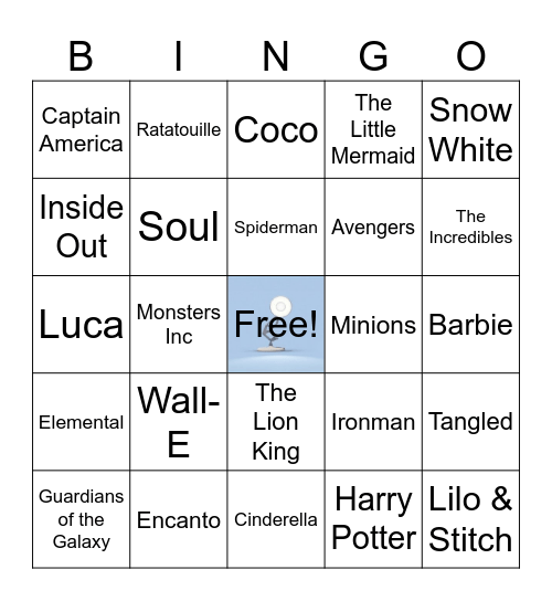 Disney/ Pixar Bingo Card