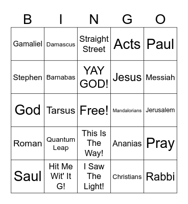 ~~~~~ QUANTUM LEAP 4 ~~~~~ Paul & Barnabas Bingo Card