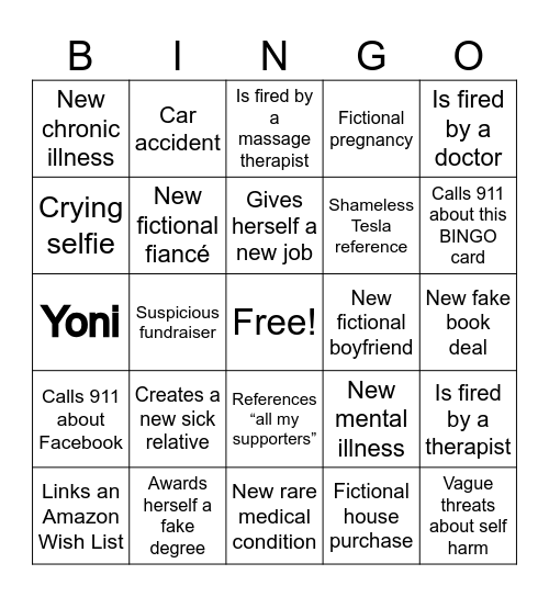 Meg Bingo Card